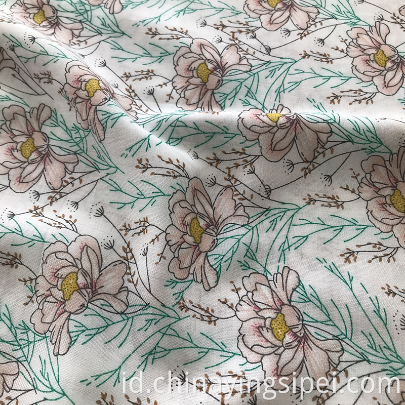 Desain Baru Floral Print Fabric Rayon Fabric Stock Lot in Shaoxing for Dress